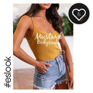 🍭💥NWT - Sunshine Mustard Ribbed Knit Bodysuit